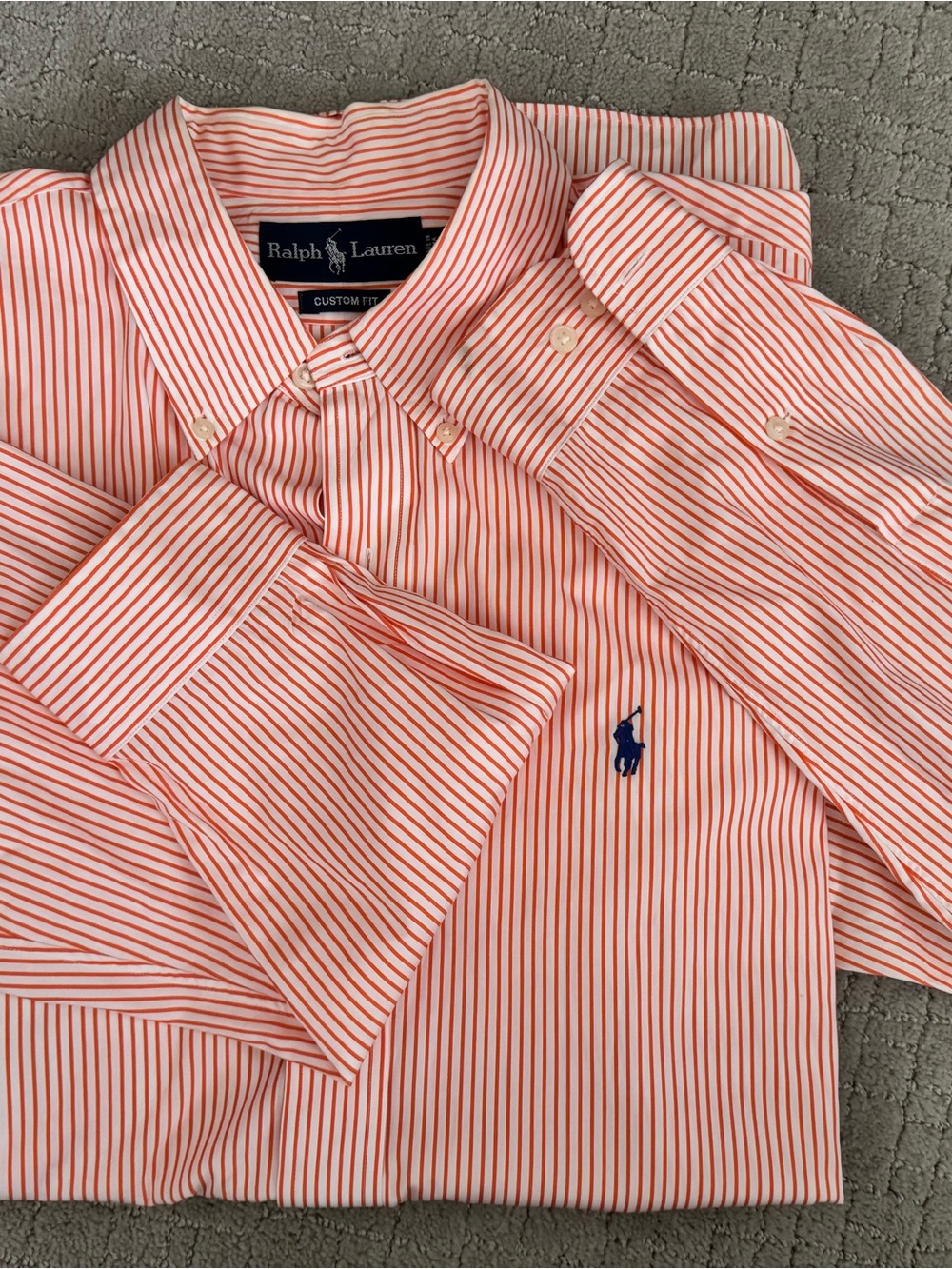 Ralph Lauren Men's Orange Stripe Button-Down Shirt